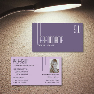 Snyggt Lila Lilac Chic med Monogram och Photo Visitkort