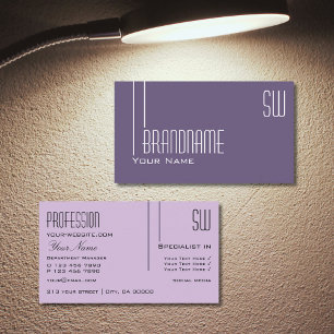 Snyggt Lila Lilac med Initialer Professionell Visitkort