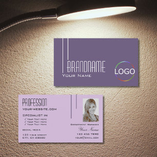 Snyggt Lila Lilac med Logotyp och foto Modern Visitkort