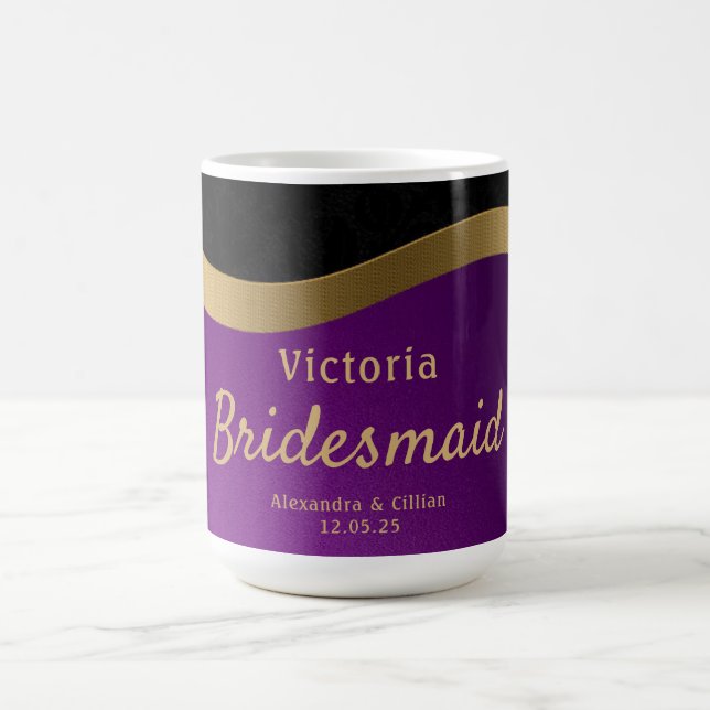 Snyggt Lila och Guld monogrammat Kaffemugg (Center)
