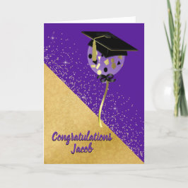 Snyggt Lila och Guld Studenten-kort Kort
