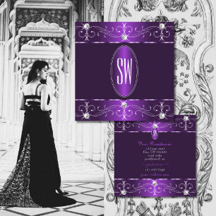 Snyggt Lila och Lilac Ornaments Initialer Fyrkantigt Visitkort