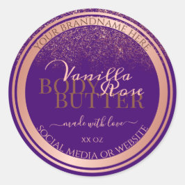 Snyggt Lila produktförpackningsetiketter Ro Guld Runt Klistermärke