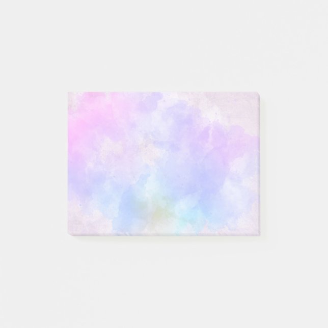 Snyggt Lila Rosa Blue Abstrakt Vattenfärg Post-it Block (Framsida)