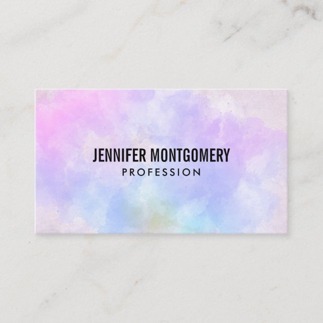 Snyggt Lila Rosa Blue Abstrakt Vattenfärg Visitkort (Framsida)