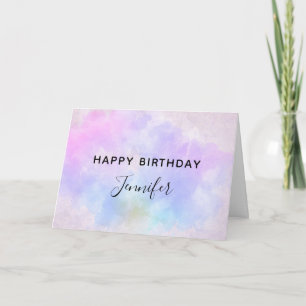 Snyggt Lila Rosa Blue Watercolor Birthday Kort