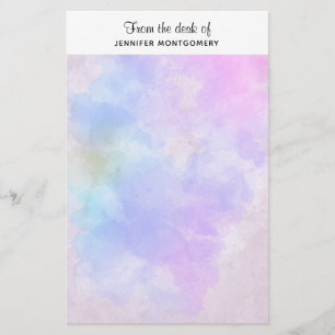 Snyggt Lila Rosa Blue Watercolor Brevpapper