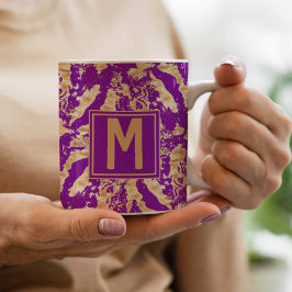 Snyggt lila Rustic Guld marble Anpassningsbar Mono Kaffemugg