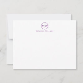 Snyggt Lila Violet Circle Two Monogram Inledande Anteckningskort