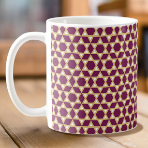 Snyggt Lila, Vit & Guld Star Mönster Kaffemugg
