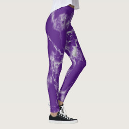 Snyggt Lila White Marble Mönster Cute Girly Leggings