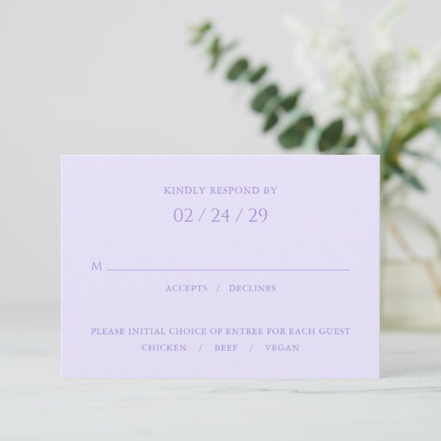 Snyggt Lilac Modern Bröllop OSA Kort (Stående Fram)