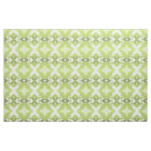 Snyggt Lime Oliv grönt White Ikat Tribal Mönster Tyg