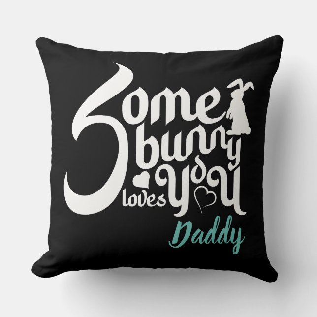 Snyggt lite Kärlek Black White Påsk Typo Kudde (Framsida)