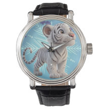 Snyggt liten vit tiger wristwatch - perfekt