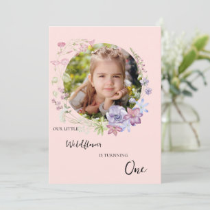 Snyggt Little Wildblomma Garden Girl 1st Birthday Inbjudningar