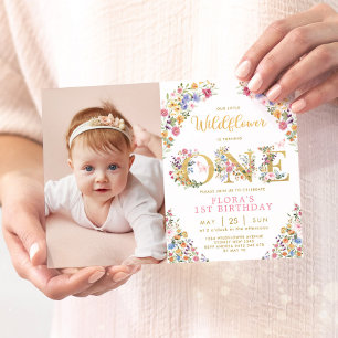Snyggt Little Wildblomma Garden Girl 1st Birthday Inbjudningar