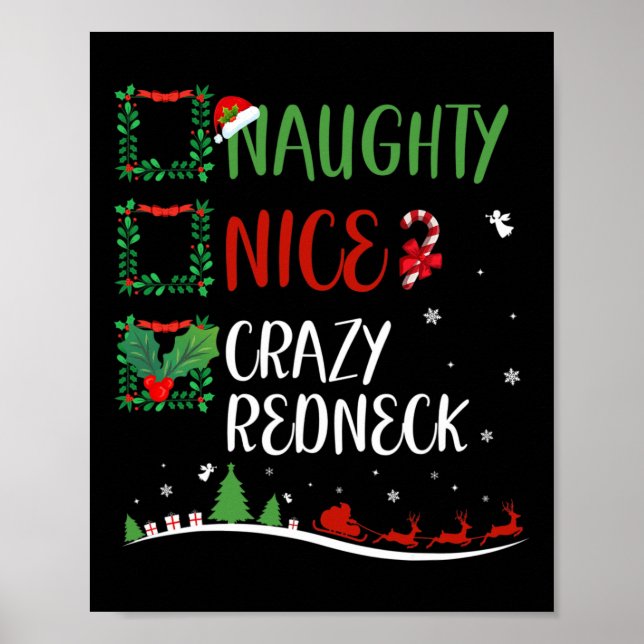 Snyggt lottande Crazy Redhalsmatchande jul Sant Poster (Framsidan)