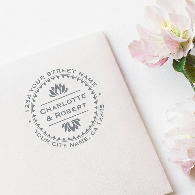 Snyggt Lotus Flower Returadress Anpassningsbar Självfärgande Stämpel (Skapare uppladdad)