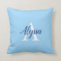 Snyggt Lugn Blue Monogram Script Dekorativ kudde