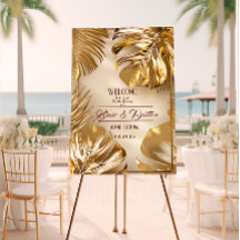 Snyggt Luxe Gilded Guld Monstera Löv Bröllop