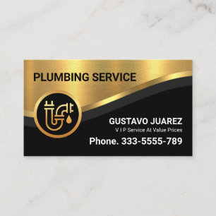 Snyggt Luxurious Guld Curve Wave Plumber Visitkort