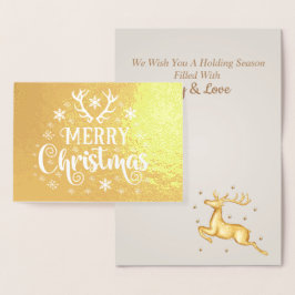 Snyggt Luxury Golden Reindeer jul Foil Card Folierat Kort
