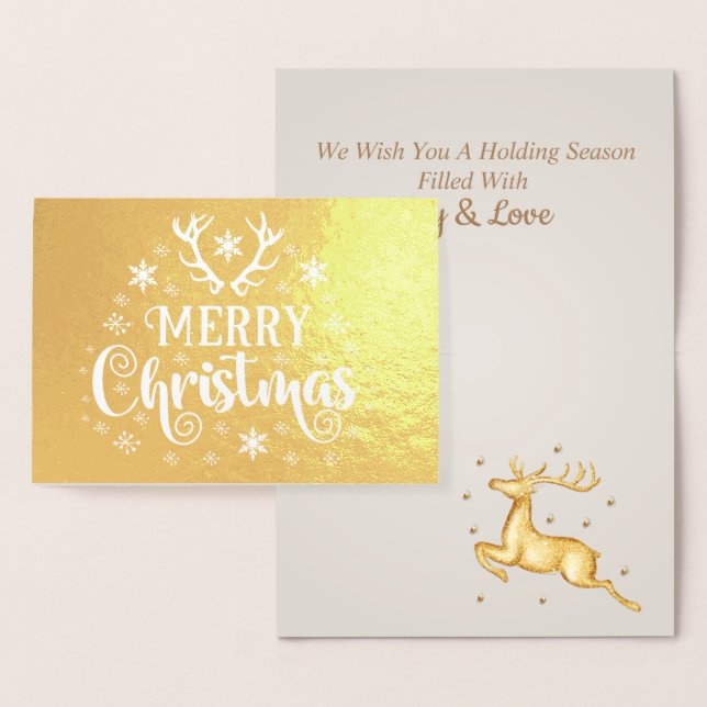 Snyggt Luxury Golden Reindeer jul Foil Card Folierat Kort (Display)