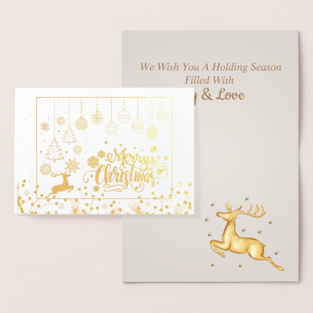 Snyggt Luxury Golden Reindeer jul Folierat Kort (Display)