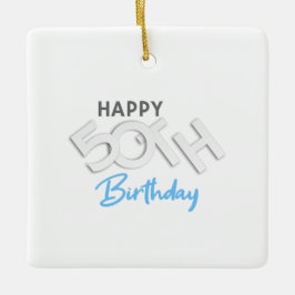 Snyggt Lycklig 50:e födelsedagstypografi Julgransprydnad Keramik