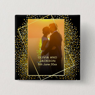 Snyggt Lycklig Valentine Guld Glitter-foto Knapp