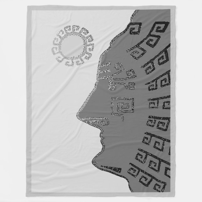 Snyggt Machu Picchu Teckning på Silver Grått Ull Fleecefilt (Framsidan)