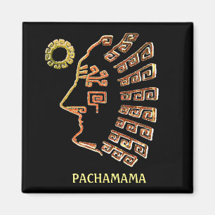 Snyggt Machu_Picchu Teckning på svart Magnet