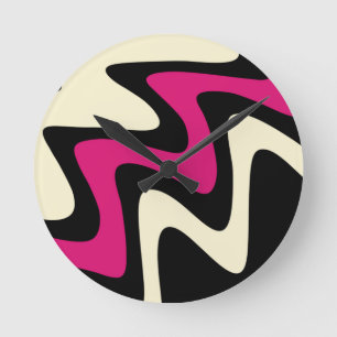 Snyggt Magenta Beige Black Rund Klocka