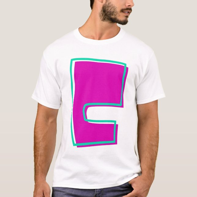 Snyggt Magenta och Teal Brev C T Shirt (Framsida)