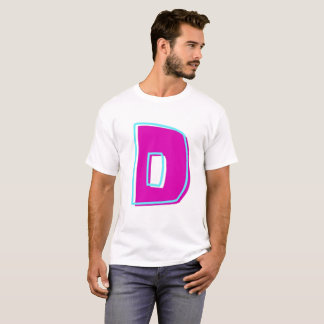 Snyggt Magenta och Teal Brev D T Shirt