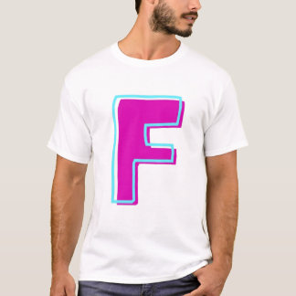 Snyggt Magenta och Teal Brev F T Shirt