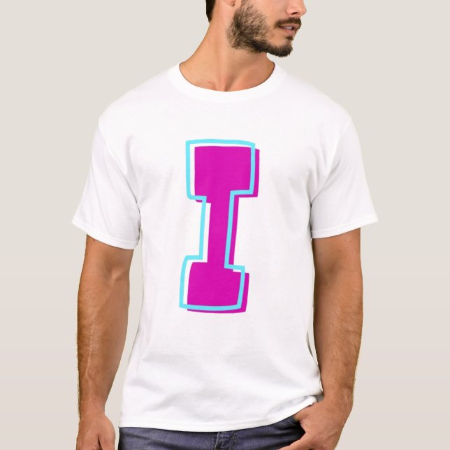 Snyggt Magenta och Teal Brev I T Shirt (Framsida)