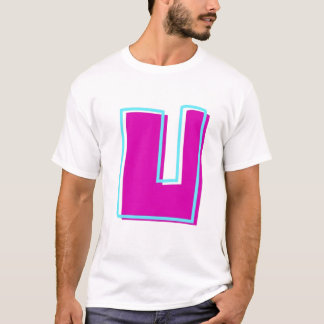 Snyggt Magenta och Teal Brev U T Shirt