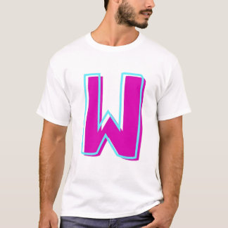 Snyggt Magenta och Teal Brev W T Shirt