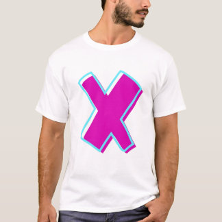 Snyggt Magenta och Teal Brev X T Shirt