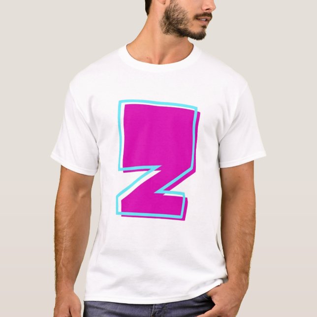 Snyggt Magenta och Teal Brev Z T Shirt (Framsida)