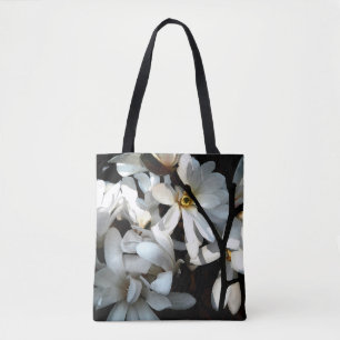 Snyggt magnolia-blomma, svart vitt tygkasse