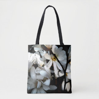 Snyggt magnolia-blomma, svart vitt tygkasse
