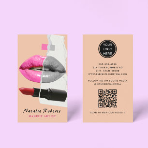 Snyggt Makeup Artist Collage Photo Lip Rosa ros Visitkort