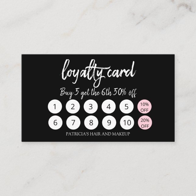 Snyggt Makeup Artist Hair Salon 10 Loyalty Card Visitkort (Framsida)