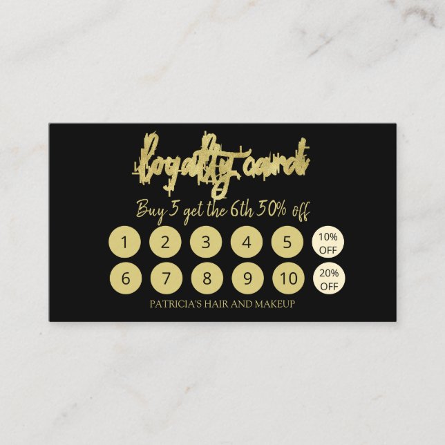 Snyggt Makeup Artist Hair Salon 10 Loyalty Card Visitkort (Framsida)