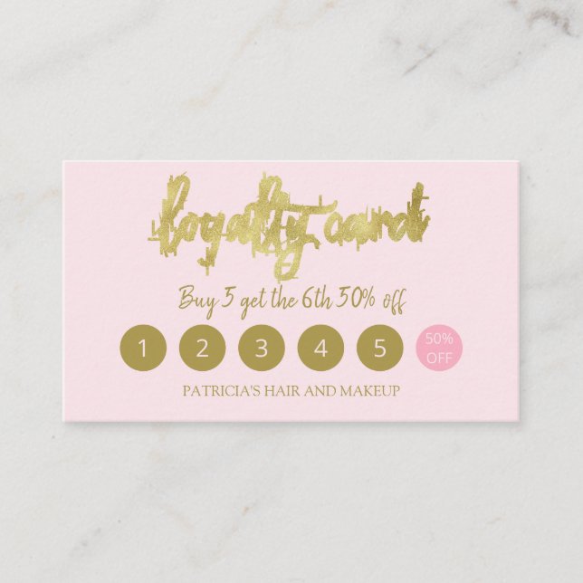 Snyggt Makeup Artist Hair Salon 5 Loyalty Card Visitkort (Framsida)