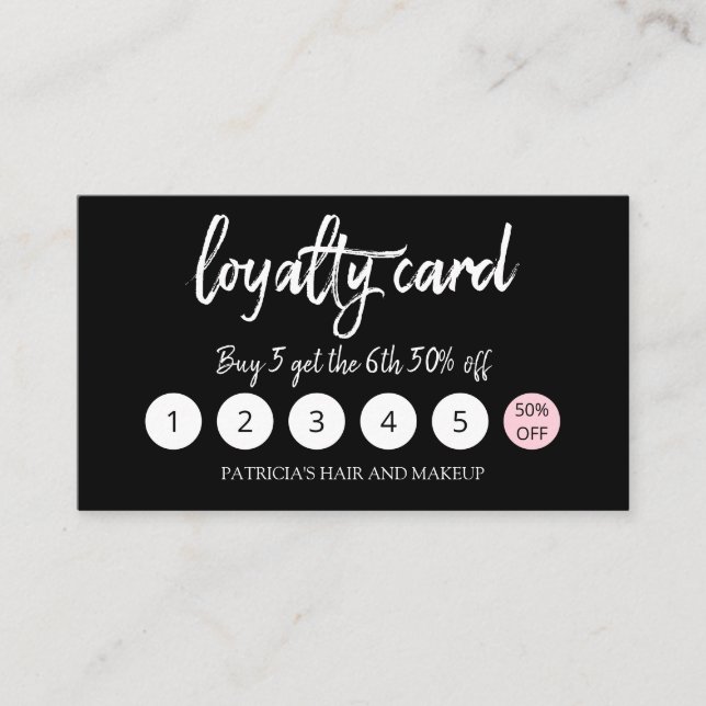 Snyggt Makeup Artist Hair Salon 5 Loyalty Card Visitkort (Framsida)