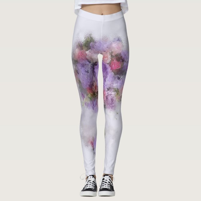 Snyggt Mall Modern Elegant Blue Red Lila Leggings (Framsida)